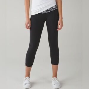 Lululemon Wunder Under Crop low rise leggings Black / Ying Yang 4